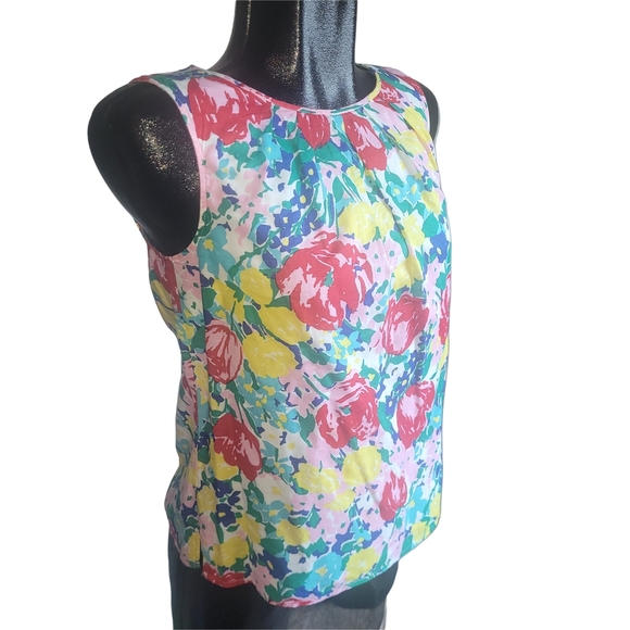 Talbots Petites Colorful Floral Sleeveless Top 6P - Picture 2 of 6